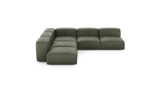 Preset five module corner sofa - leather - olive - 283cm x 283cm