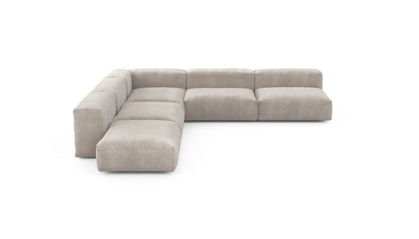 Preset five module corner sofa - cord velours - platinum - 325cm x 325cm