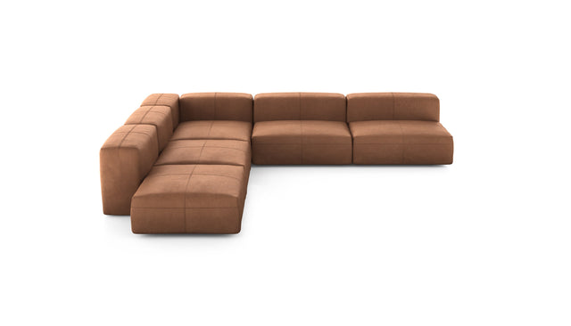 Preset five module corner sofa - leather - brown - 325cm x 325cm