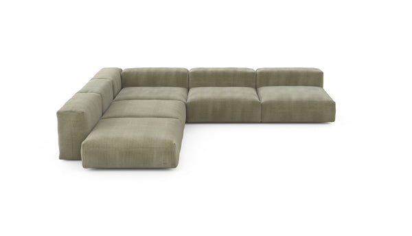 Preset five module corner sofa - cord velours - khaki - 346cm x 346cm