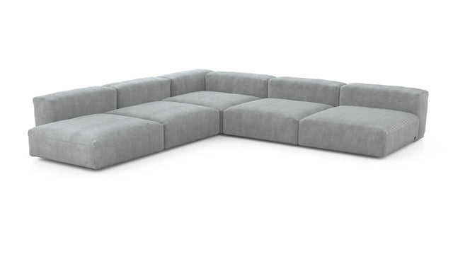 Preset five module corner sofa - cord velours - light grey - 346cm x 346cm