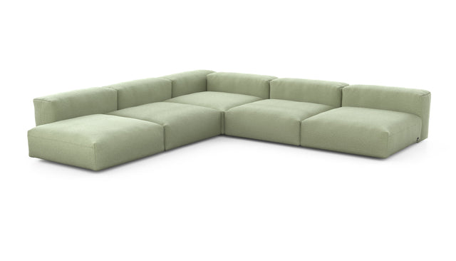 Preset five module corner sofa - linen - olive - 346cm x 346cm