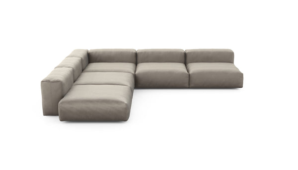 Preset five module corner sofa - velvet - stone - 346cm x 346cm