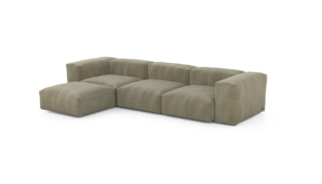 Preset four module chaise sofa - cord velours - khaki - 314cm x 199cm