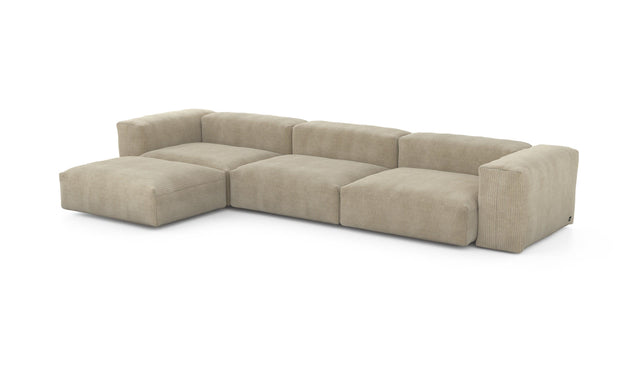 Preset four module chaise sofa - cord velours - sand - 377cm x 199cm