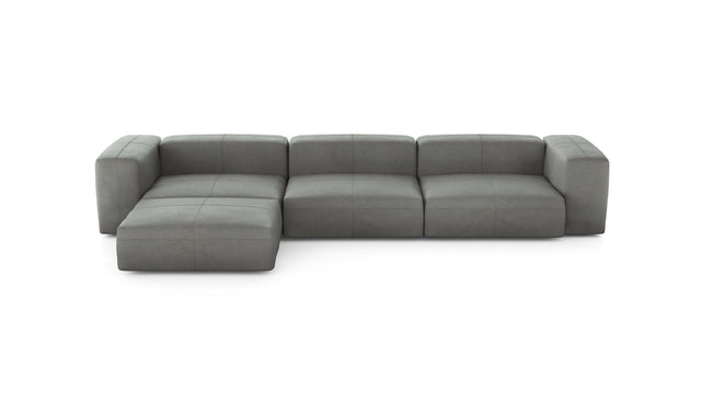 Preset four module chaise sofa - leather - light grey - 377cm x 199cm