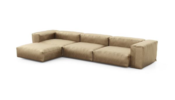 Preset four module chaise sofa - velvet - caramel - 377cm x 199cm