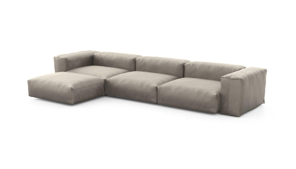 Preset four module chaise sofa - velvet - stone - 377cm x 199cm