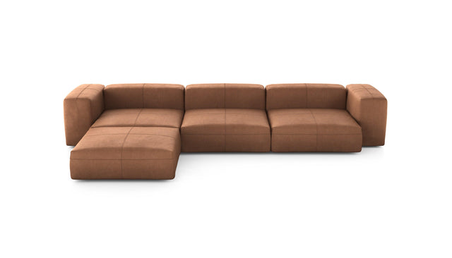 Preset four module chaise sofa - leather - brown - 377cm x 241cm