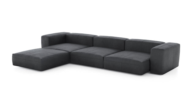 Preset four module chaise sofa - leather - dark grey - 377cm x 241cm