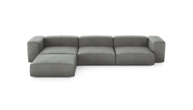 Preset four module chaise sofa - leather - light grey - 377cm x 241cm