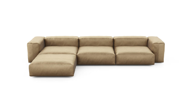 Preset four module chaise sofa - velvet - caramel - 377cm x 241cm