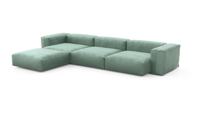 Preset four module chaise sofa - velvet - mint - 377cm x 241cm