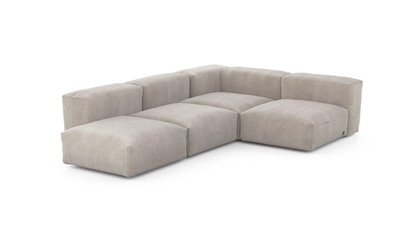 Preset four module corner sofa - cord velours - platinum - 199cm x 283cm