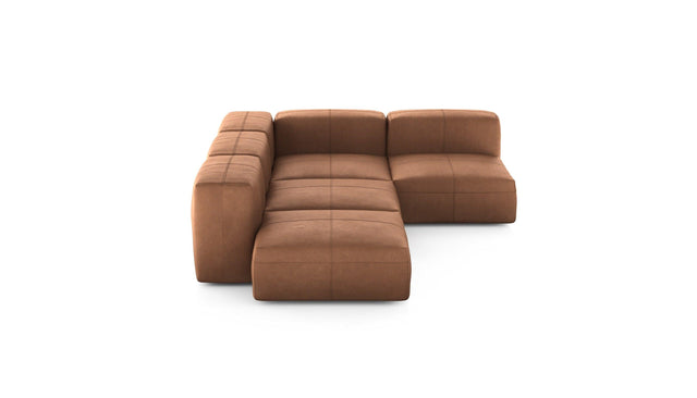 Preset four module corner sofa - leather - brown - 199cm x 283cm