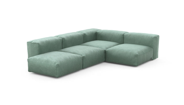 Preset four module corner sofa - velvet - mint - 199cm x 283cm