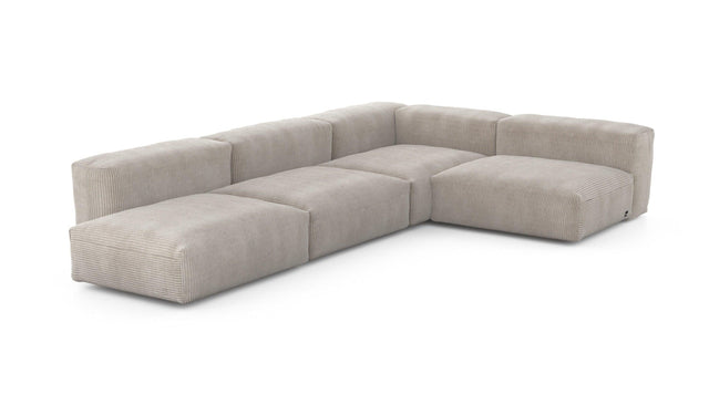 Preset four module corner sofa - cord velours - platinum - 220cm x 346cm