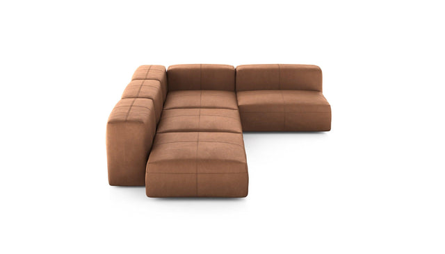 Preset four module corner sofa - leather - brown - 220cm x 346cm