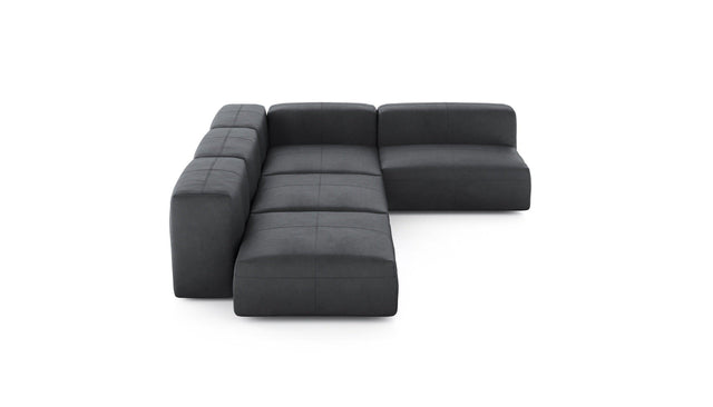 Preset four module corner sofa - leather - dark grey - 220cm x 346cm