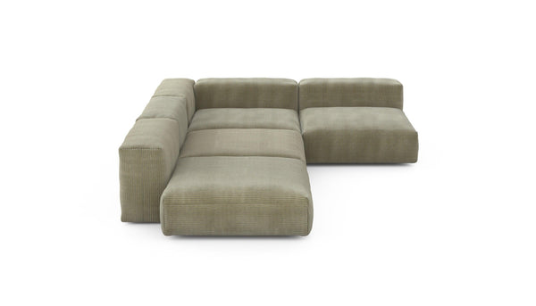 Preset four module corner sofa - cord velours - khaki - 241cm x 346cm