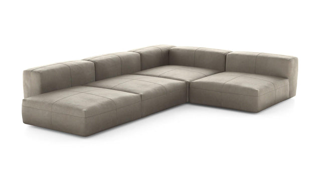 Preset four module corner sofa - leather - beige - 241cm x 346cm