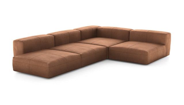 Preset four module corner sofa - leather - brown - 241cm x 346cm