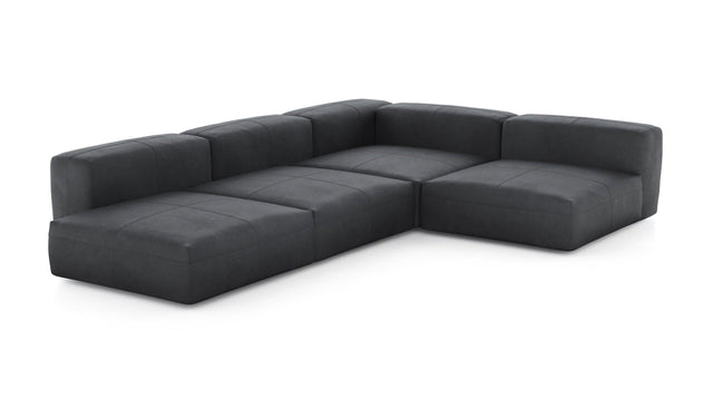 Preset four module corner sofa - leather - dark grey - 241cm x 346cm