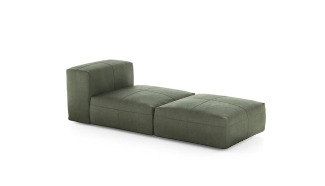 Preset lounger - leather - olive - 199cm x 84cm