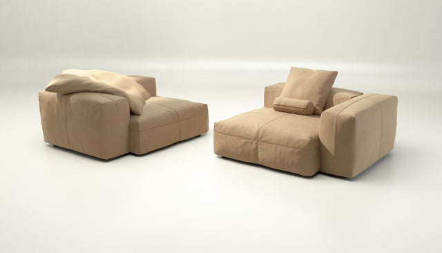 vetsak | Sofa Set 02 Large - leather - beige | Modular Sofa | 3.5 Seater | Big Sofa
