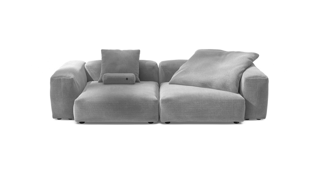 vetsak | Sofa Set 02 Large - Cord Velour - Light Grey | Modulares Sofa | 3.5 Sitzer | Big Sofa