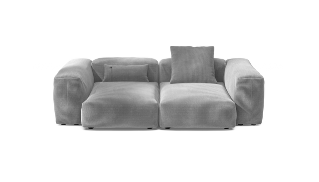 vetsak | Sofa Set 02 Medium - Cord Velour - Light Grey | Modulares Sofa | 2.5 Sitzer | Big Sofa