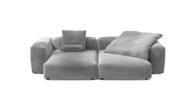 vetsak | Sofa Set 02 XLarge - Cord Velour - Light Grey | Modulares Sofa | 3.5 Sitzer | Big Sofa