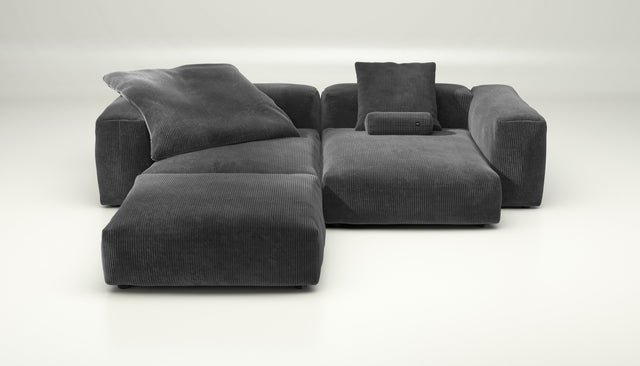 vetsak | Sofa Set 03 - cord velour - dark grey | Modular Sofa | 3.5 Seater | Big Sofa | Corner Sofa
