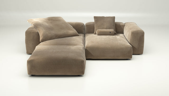 vetsak | Sofa Set 03 - cord velour - sand | Modular Sofa | 3.5 Seater | Big Sofa | Corner Sofa