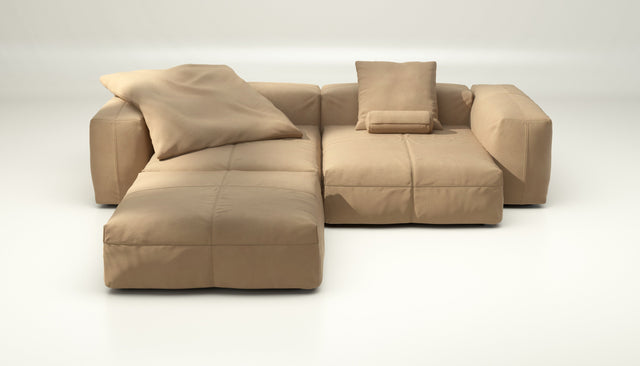 vetsak | Sofa Set 03 - leather - creme | Modular Sofa | 3.5 Seater | Big Sofa | Corner Sofa