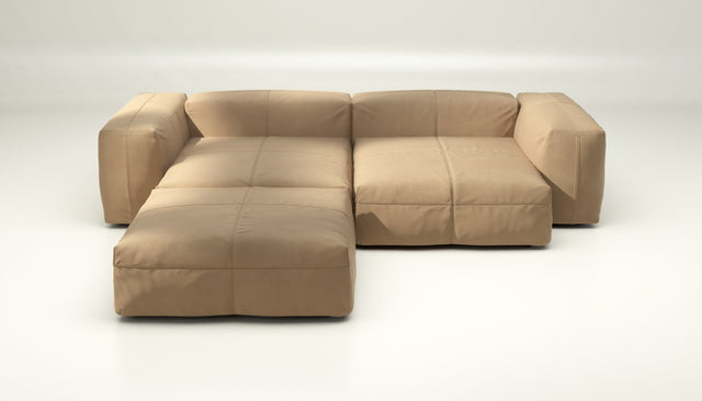 vetsak | Sofa Set 03 - leather - creme | Modular Sofa | 3.5 Seater | Big Sofa | Corner Sofa