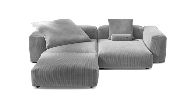 vetsak | Sofa Set 03 - Cord Velour - Light Grey | Modulares Sofa | 3.5 Sitzer | Big Sofa | Ecksofa