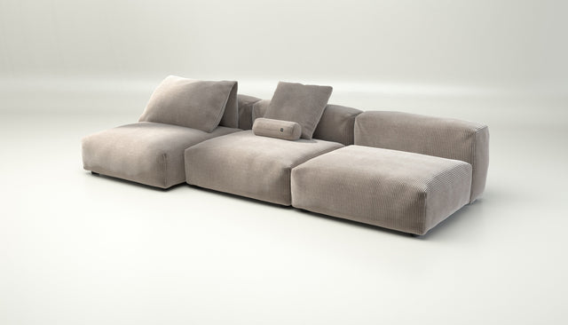 vetsak | Sofa Set 04 - cord velour - platinum | Modular Sofa | 5 Seater | Big Sofa