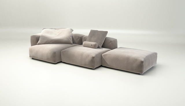 vetsak | Sofa Set 04 - cord velour - platinum | Modular Sofa | 5 Seater | Big Sofa