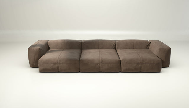 vetsak | Sofa Set 05 - leather - cacao | Modular Sofa | 5 Seater | Big Sofa | Corner Sofa