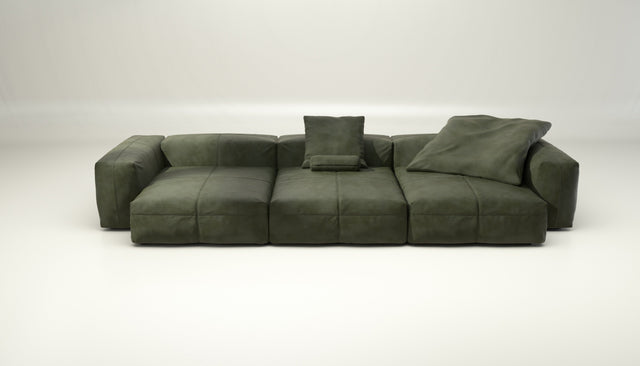vetsak | Sofa Set 05 - leather - olive | Modular Sofa | 5 Seater | Big Sofa | Corner Sofa