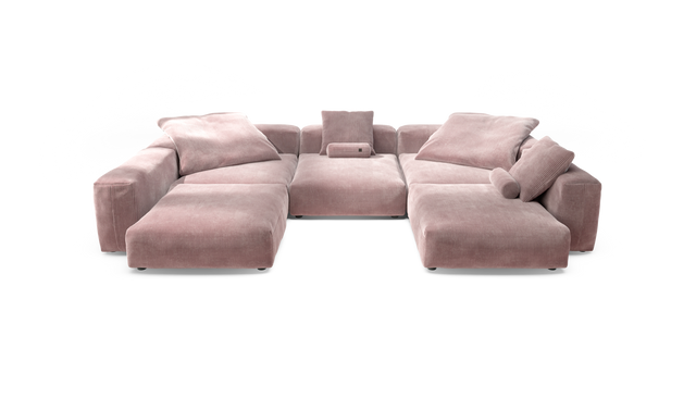 vetsak | Sofa Set 06 - Cord Velour - Blossom | Modulares Sofa | 6.5 Sitzer | Big Sofa | U Sofa | Ecksofa