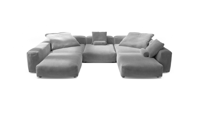 vetsak | Sofa Set 06 - Cord Velour - Light Grey | Modulares Sofa | 6.5 Sitzer | Big Sofa | U Sofa | Ecksofa