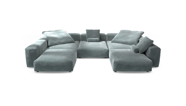 vetsak | Sofa Set 06 - Cord Velour - Mint | Modulares Sofa | 6.5 Sitzer | Big Sofa | U Sofa | Ecksofa