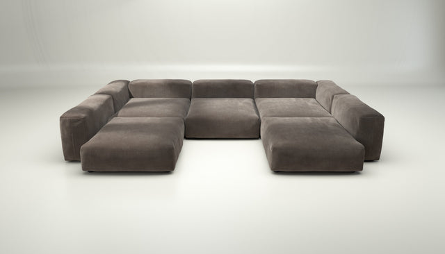 vetsak | Sofa Set 06 - cord velour - mocha | Modular Sofa | 6.5 Seater | Big Sofa | U-Shape | Corner Sofa