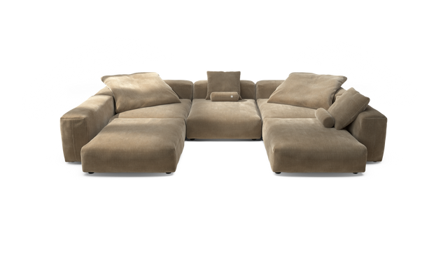 vetsak | Sofa Set 06 - Cord Velour - Sand | Modulares Sofa | 6.5 Sitzer | Big Sofa | U Sofa | Ecksofa