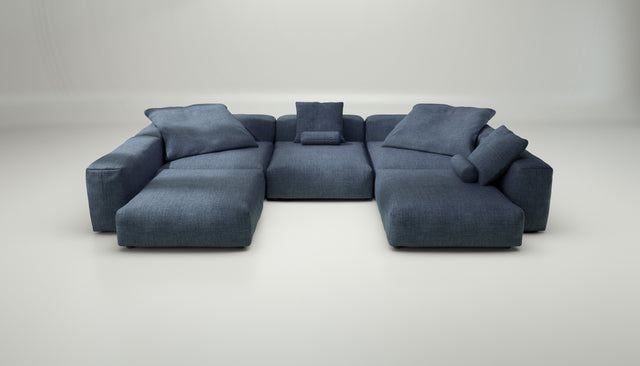 vetsak | Sofa Set 06 - Pique - Dark Blue | Modular Sofa | 6.5 Seater | Big Sofa | U-Shape | Corner Sofa