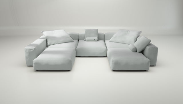 vetsak | Sofa Set 06 - Pique - Light Grey | Modular Sofa | 6.5 Seater | Big Sofa | U-Shape | Corner Sofa