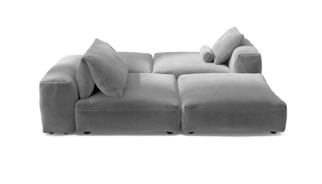 vetsak | Sofa Set 08 - Daybed - Cord Velour - Light Grey | Modulares Sofa | 6 Sitzer | Outdoor Island | Double lounger