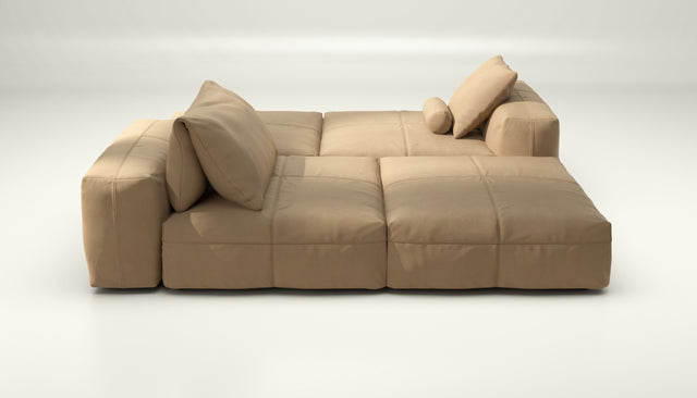 vetsak | Sofa Set 08 - Daybed - leather - creme | Modular Sofa | 6 Seater | Outdoor Island | Double lounger
